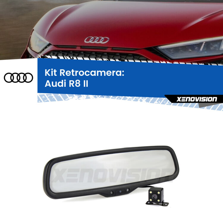 Kit Telecamera Parcheggio e Specchietto retrovisore con display invisibile per Audi R8 II. Spento è identico all’originale. In retromarcia, l’immagine appare in un riquadro prima invisibile