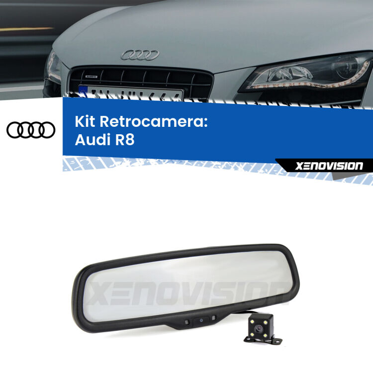 Kit Telecamera Parcheggio e Specchietto retrovisore con display invisibile per Audi R8 . Spento è identico all’originale. In retromarcia, l’immagine appare in un riquadro prima invisibile