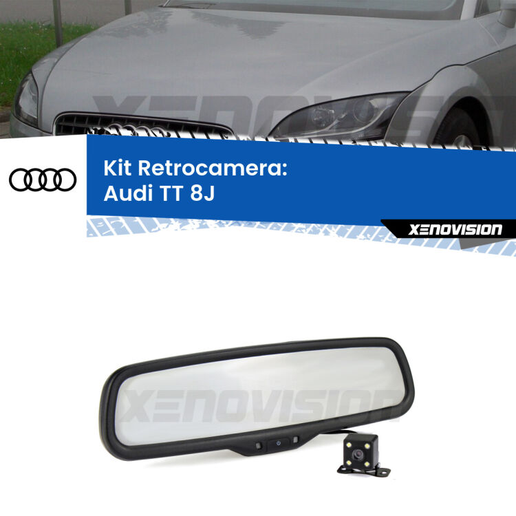 Kit Telecamera Parcheggio e Specchietto retrovisore con display invisibile per Audi TT 8J. Spento è identico all’originale. In retromarcia, l’immagine appare in un riquadro prima invisibile