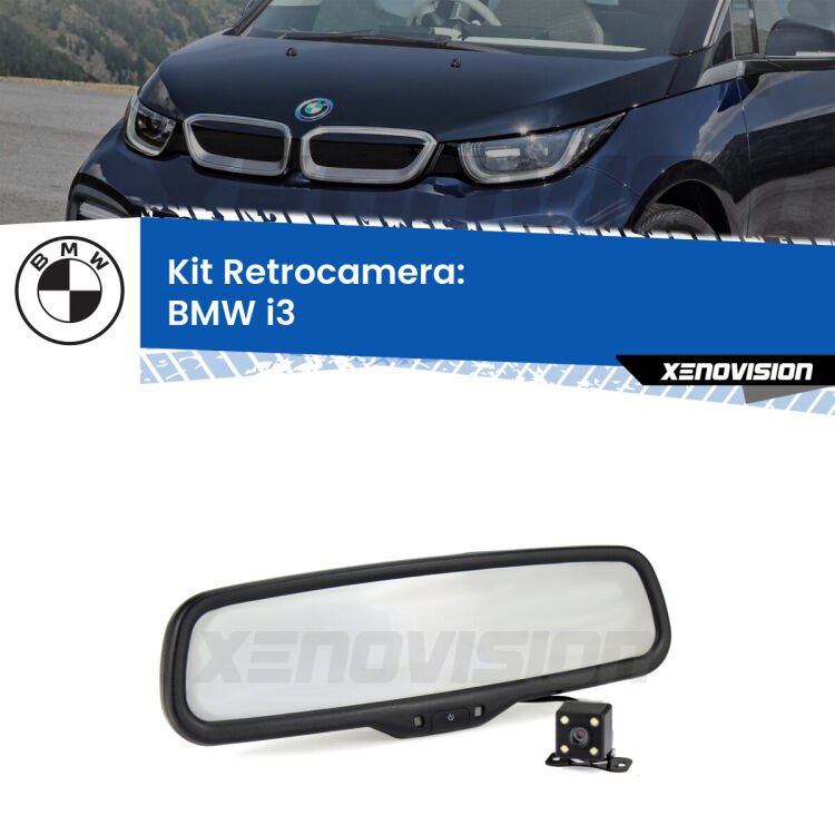 Kit Telecamera Parcheggio e Specchietto retrovisore con display invisibile per BMW i3 . Spento è identico all’originale. In retromarcia, l’immagine appare in un riquadro prima invisibile