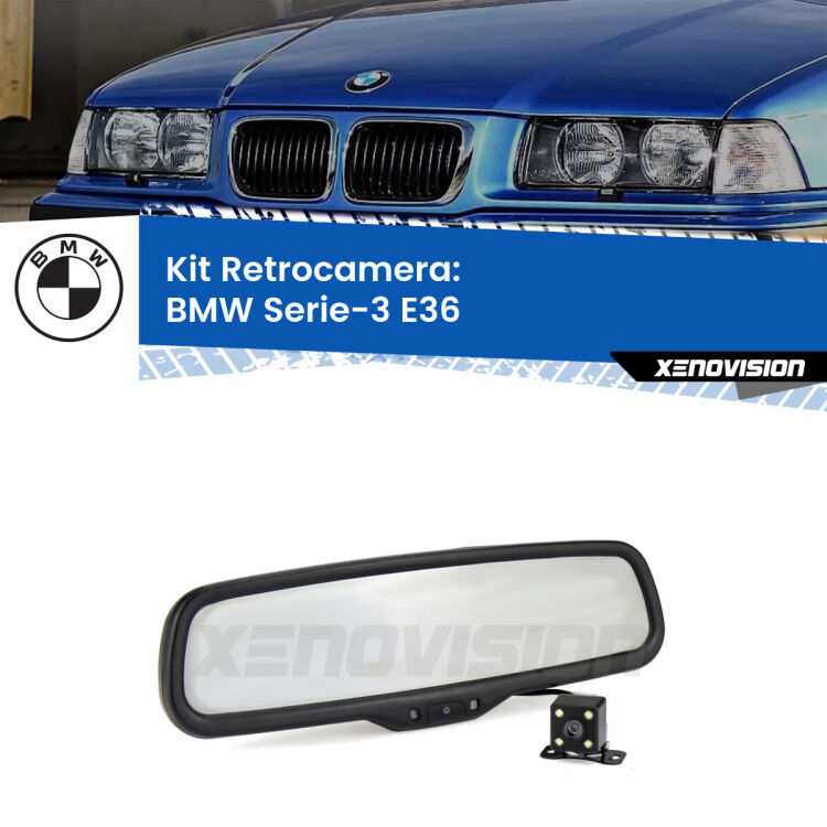 Kit Telecamera Parcheggio e Specchietto retrovisore con display invisibile per BMW Serie-3 E36. Spento è identico all’originale. In retromarcia, l’immagine appare in un riquadro prima invisibile