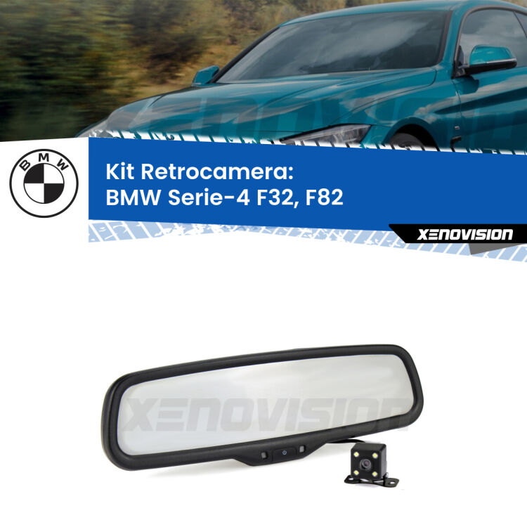 Kit Telecamera Parcheggio e Specchietto retrovisore con display invisibile per BMW Serie-4 F32, F82. Spento è identico all’originale. In retromarcia, l’immagine appare in un riquadro prima invisibile