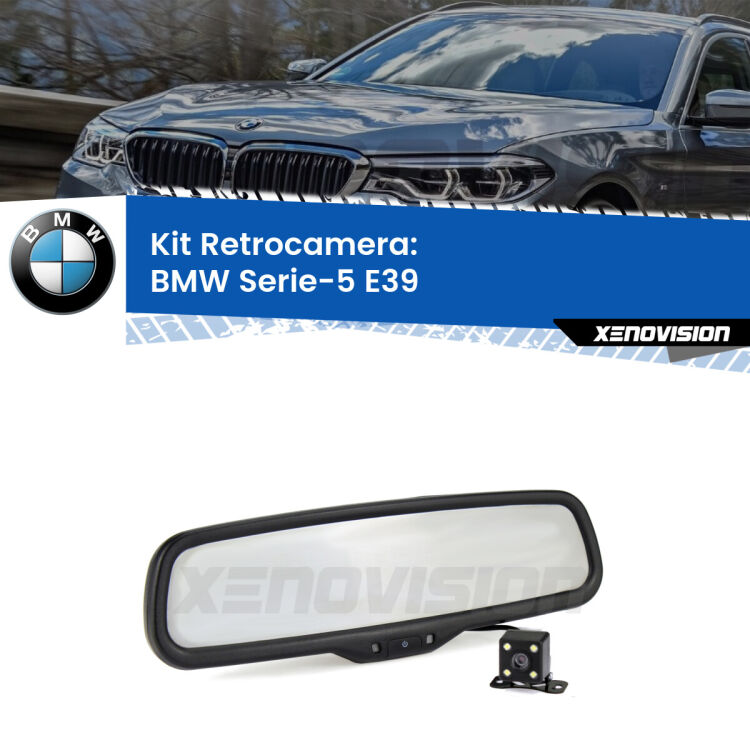 Kit Telecamera Parcheggio e Specchietto retrovisore con display invisibile incorporato per BMW Serie-5 E39. Da spento è indistinguibile da un retrovisore originale. Con 2 ingressi video per telecamere retromarcia, l'immagine appare in un riquadro che prima era invisibile.