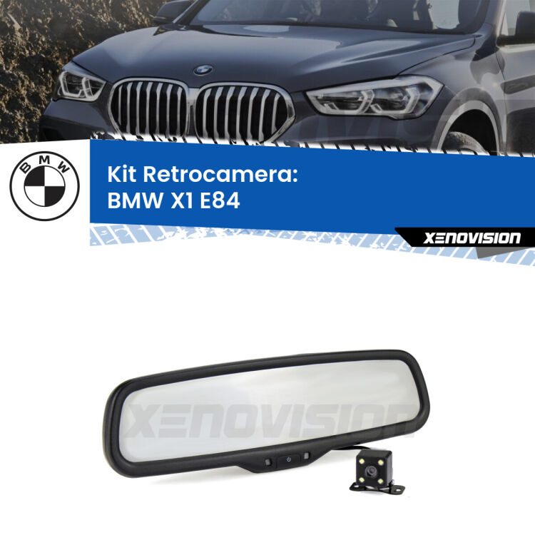 Kit Telecamera Parcheggio e Specchietto retrovisore con display invisibile per BMW X1 E84. Spento è identico all’originale. In retromarcia, l’immagine appare in un riquadro prima invisibile