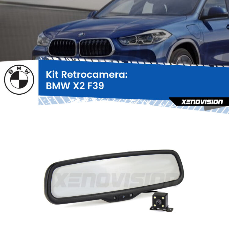 Kit Telecamera Parcheggio e Specchietto retrovisore con display invisibile per BMW X2 F39. Spento è identico all’originale. In retromarcia, l’immagine appare in un riquadro prima invisibile