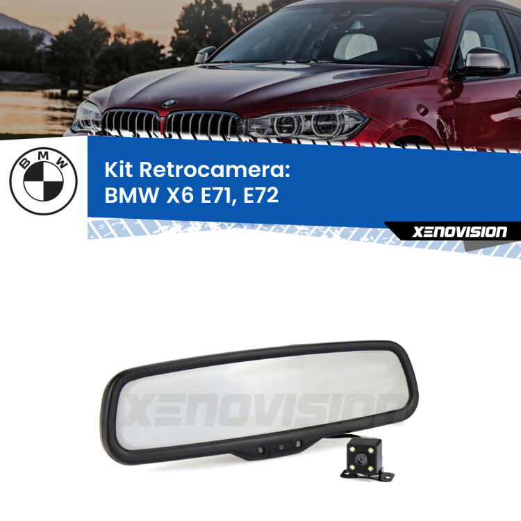 Kit Telecamera Parcheggio e Specchietto retrovisore con display invisibile per BMW X6 E71, E72. Spento è identico all’originale. In retromarcia, l’immagine appare in un riquadro prima invisibile