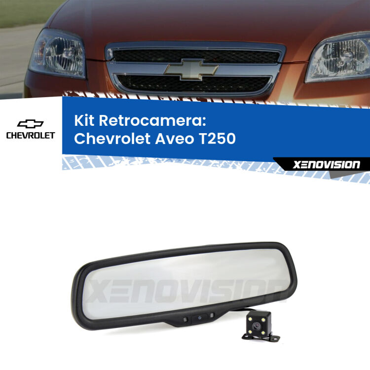 Kit Telecamera Parcheggio e Specchietto retrovisore con display invisibile per Chevrolet Aveo T250. Spento è identico all’originale. In retromarcia, l’immagine appare in un riquadro prima invisibile