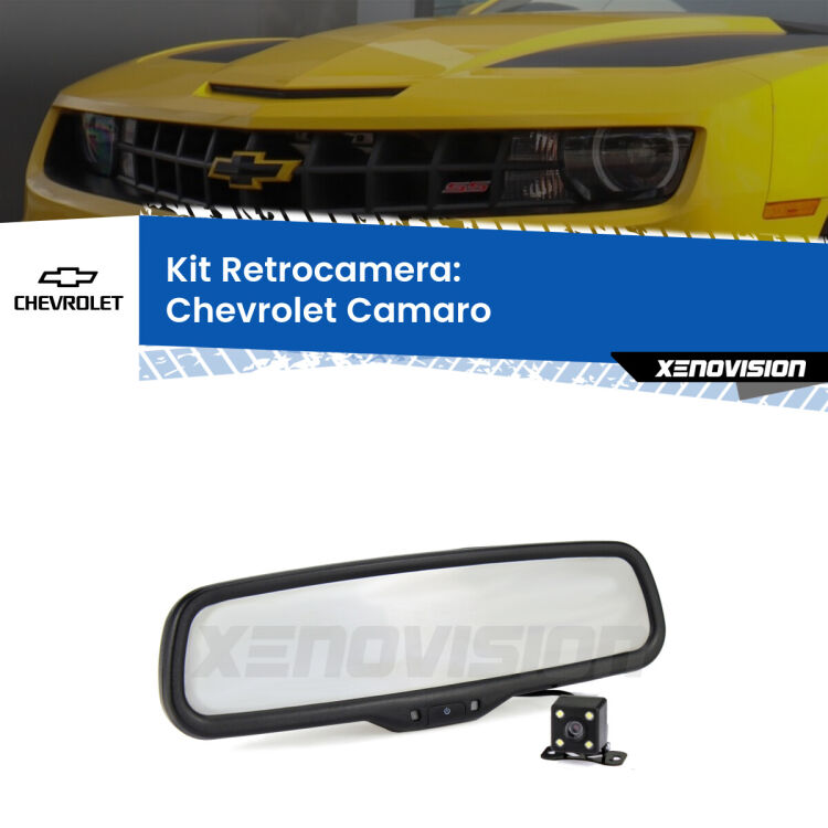 Kit Telecamera Parcheggio e Specchietto retrovisore con display invisibile per Chevrolet Camaro . Spento è identico all’originale. In retromarcia, l’immagine appare in un riquadro prima invisibile