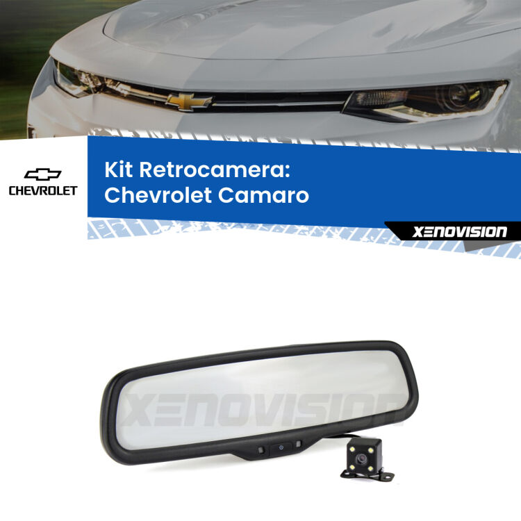 Kit Telecamera Parcheggio e Specchietto retrovisore con display invisibile per Chevrolet Camaro . Spento è identico all’originale. In retromarcia, l’immagine appare in un riquadro prima invisibile