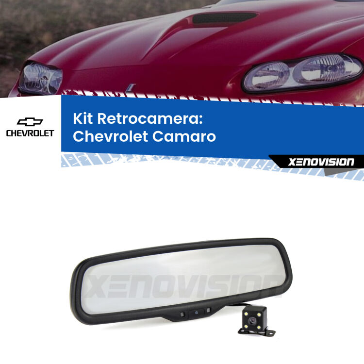 Kit Telecamera Parcheggio e Specchietto retrovisore con display invisibile per Chevrolet Camaro . Spento è identico all’originale. In retromarcia, l’immagine appare in un riquadro prima invisibile