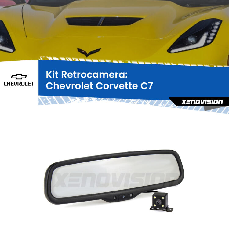 Kit Telecamera Parcheggio e Specchietto retrovisore con display invisibile per Chevrolet Corvette C7. Spento è identico all’originale. In retromarcia, l’immagine appare in un riquadro prima invisibile