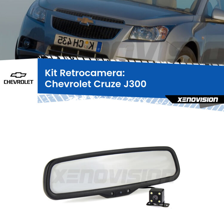 Kit Telecamera Parcheggio e Specchietto retrovisore con display invisibile per Chevrolet Cruze J300. Spento è identico all’originale. In retromarcia, l’immagine appare in un riquadro prima invisibile