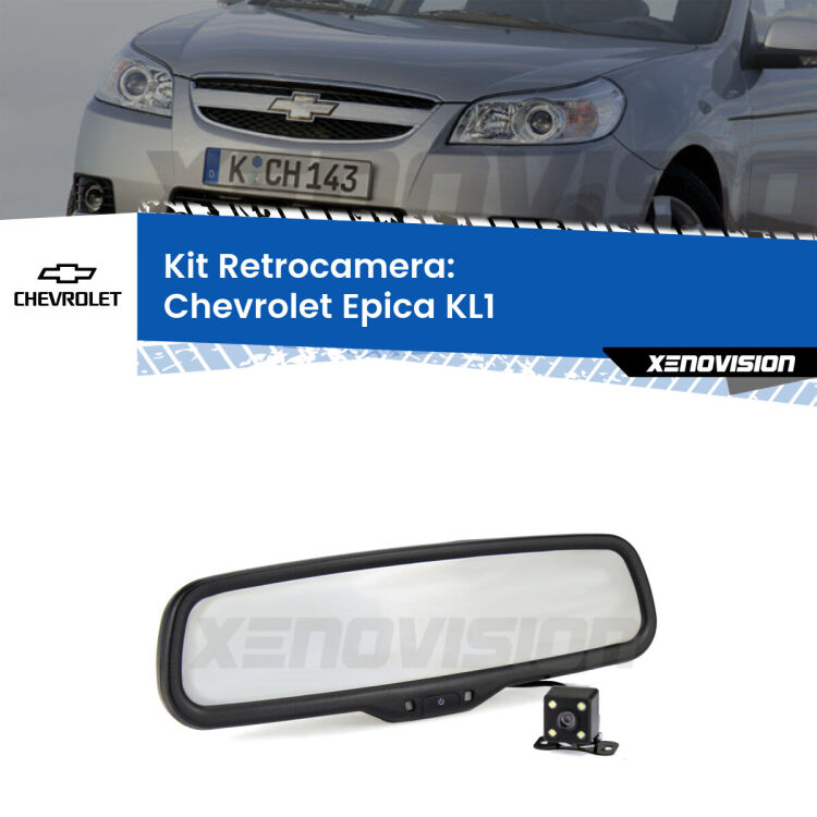 Kit Telecamera Parcheggio e Specchietto retrovisore con display invisibile per Chevrolet Epica KL1. Spento è identico all’originale. In retromarcia, l’immagine appare in un riquadro prima invisibile