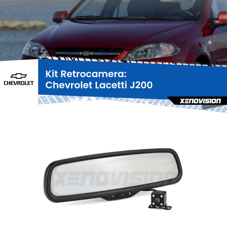 Kit Telecamera Parcheggio e Specchietto retrovisore con display invisibile per Chevrolet Lacetti J200. Spento è identico all’originale. In retromarcia, l’immagine appare in un riquadro prima invisibile