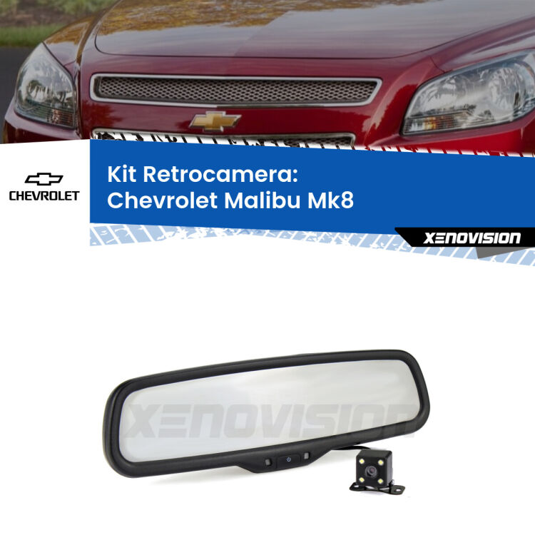 Kit Telecamera Parcheggio e Specchietto retrovisore con display invisibile per Chevrolet Malibu Mk8. Spento è identico all’originale. In retromarcia, l’immagine appare in un riquadro prima invisibile