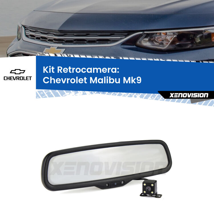 Kit Telecamera Parcheggio e Specchietto retrovisore con display invisibile per Chevrolet Malibu Mk9. Spento è identico all’originale. In retromarcia, l’immagine appare in un riquadro prima invisibile