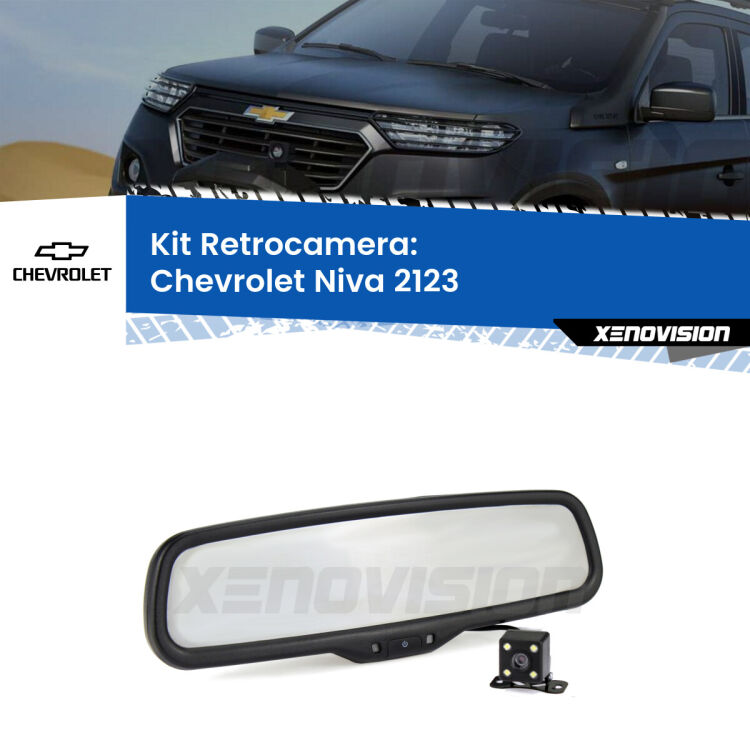 Kit Telecamera Parcheggio e Specchietto retrovisore con display invisibile per Chevrolet Niva 2123. Spento è identico all’originale. In retromarcia, l’immagine appare in un riquadro prima invisibile