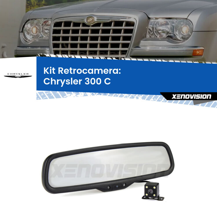 Kit Telecamera Parcheggio e Specchietto retrovisore con display invisibile per Chrysler 300 C . Spento è identico all’originale. In retromarcia, l’immagine appare in un riquadro prima invisibile