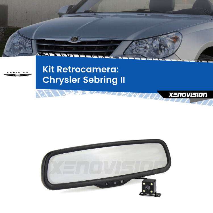 Kit Telecamera Parcheggio e Specchietto retrovisore con display invisibile per Chrysler Sebring II. Spento è identico all’originale. In retromarcia, l’immagine appare in un riquadro prima invisibile