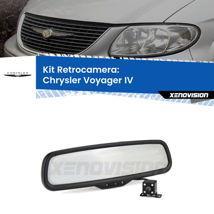 Kit Telecamera Parcheggio e Specchietto retrovisore con display invisibile per Chrysler Voyager IV . Spento è identico all’originale. In retromarcia, l’immagine appare in un riquadro prima invisibile