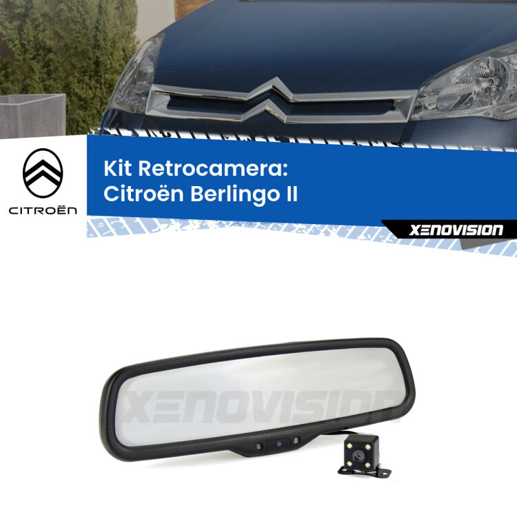 Kit Telecamera Parcheggio e Specchietto retrovisore con display invisibile per Citroën Berlingo II. Spento è identico all’originale. In retromarcia, l’immagine appare in un riquadro prima invisibile