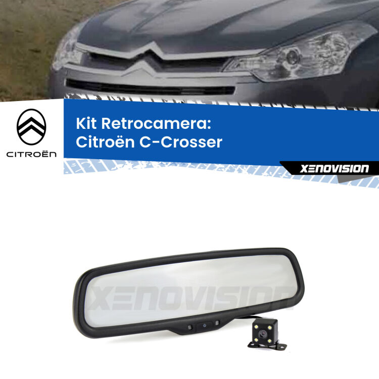 Kit Telecamera Parcheggio e Specchietto retrovisore con display invisibile per Citroën C-Crosser . Spento è identico all’originale. In retromarcia, l’immagine appare in un riquadro prima invisibile