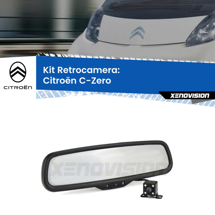 Kit Telecamera Parcheggio e Specchietto retrovisore con display invisibile per Citroën C-Zero . Spento è identico all’originale. In retromarcia, l’immagine appare in un riquadro prima invisibile