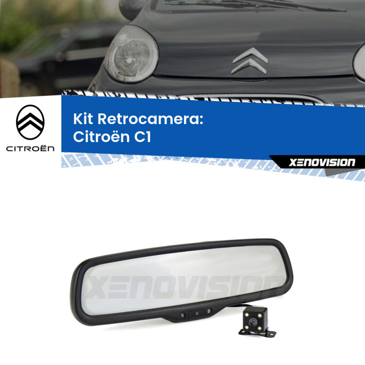 Kit Telecamera Parcheggio e Specchietto retrovisore con display invisibile per Citroën C1 . Spento è identico all’originale. In retromarcia, l’immagine appare in un riquadro prima invisibile