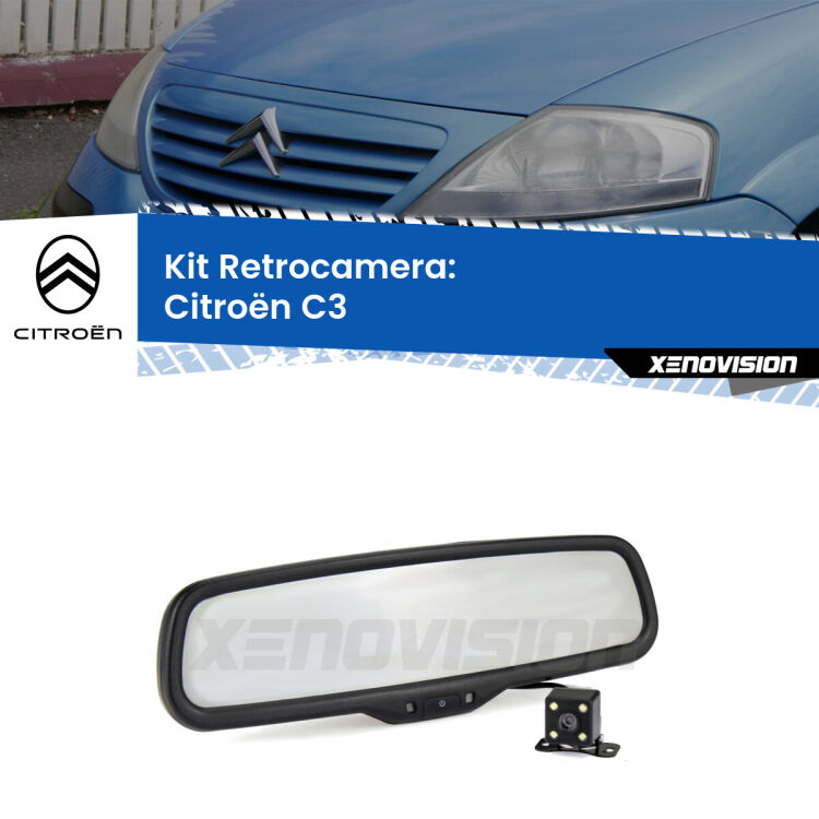 Kit Telecamera Parcheggio e Specchietto retrovisore con display invisibile per Citroën C3 . Spento è identico all’originale. In retromarcia, l’immagine appare in un riquadro prima invisibile