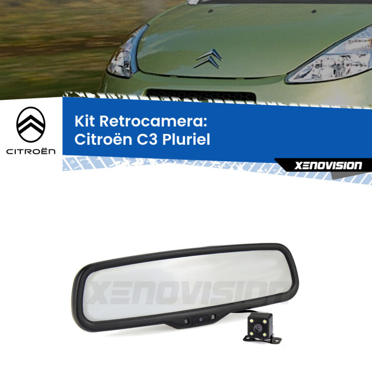 Kit Telecamera Parcheggio e Specchietto retrovisore con display invisibile per Citroën C3 Pluriel . Spento è identico all’originale. In retromarcia, l’immagine appare in un riquadro prima invisibile