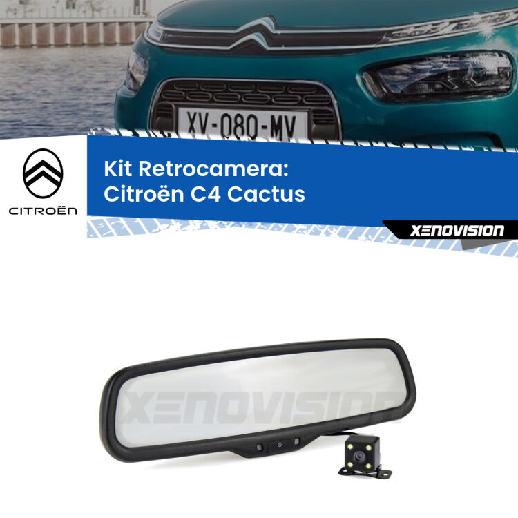 Kit Telecamera Parcheggio e Specchietto retrovisore con display invisibile per Citroën C4 Cactus . Spento è identico all’originale. In retromarcia, l’immagine appare in un riquadro prima invisibile