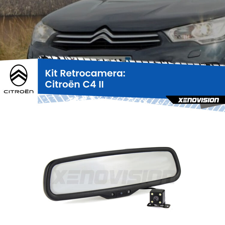 Kit Telecamera Parcheggio e Specchietto retrovisore con display invisibile per Citroën C4 II. Spento è identico all’originale. In retromarcia, l’immagine appare in un riquadro prima invisibile