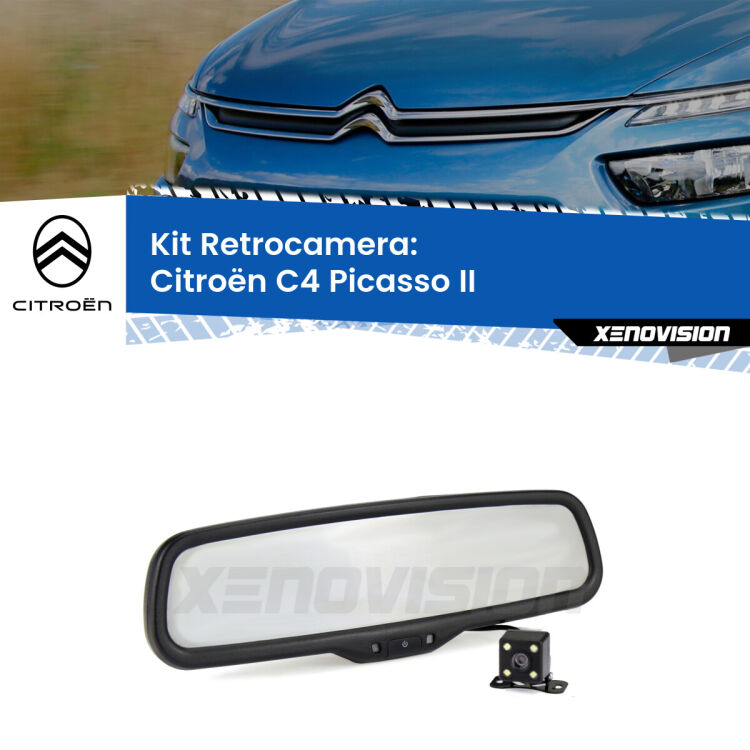 Kit Telecamera Parcheggio e Specchietto retrovisore con display invisibile per Citroën C4 Picasso II. Spento è identico all’originale. In retromarcia, l’immagine appare in un riquadro prima invisibile