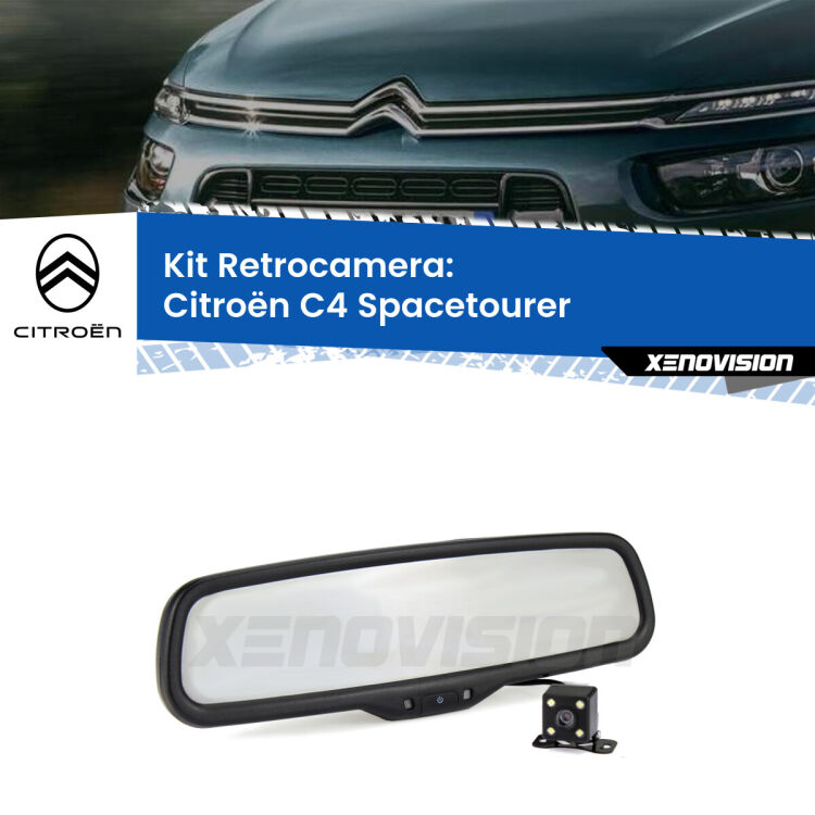 Kit Telecamera Parcheggio e Specchietto retrovisore con display invisibile per Citroën C4 Spacetourer . Spento è identico all’originale. In retromarcia, l’immagine appare in un riquadro prima invisibile