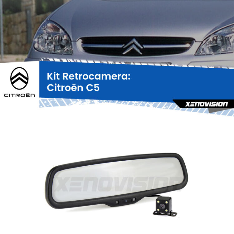 Kit Telecamera Parcheggio e Specchietto retrovisore con display invisibile per Citroën C5 . Spento è identico all’originale. In retromarcia, l’immagine appare in un riquadro prima invisibile