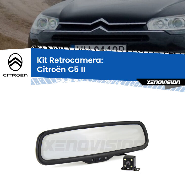 Kit Telecamera Parcheggio e Specchietto retrovisore con display invisibile per Citroën C5 II. Spento è identico all’originale. In retromarcia, l’immagine appare in un riquadro prima invisibile