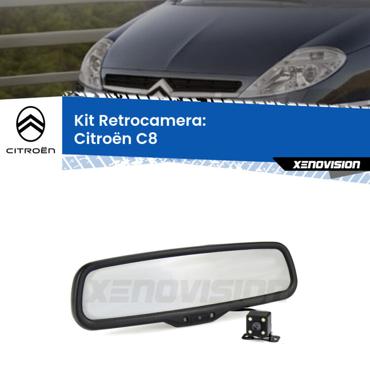 Kit Telecamera Parcheggio e Specchietto retrovisore con display invisibile per Citroën C8 . Spento è identico all’originale. In retromarcia, l’immagine appare in un riquadro prima invisibile