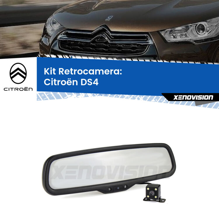 Kit Telecamera Parcheggio e Specchietto retrovisore con display invisibile per Citroën DS4 . Spento è identico all’originale. In retromarcia, l’immagine appare in un riquadro prima invisibile