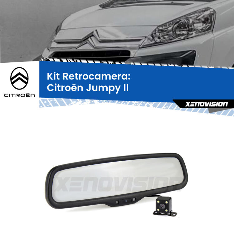 Kit Telecamera Parcheggio e Specchietto retrovisore con display invisibile per Citroën Jumpy II. Spento è identico all’originale. In retromarcia, l’immagine appare in un riquadro prima invisibile