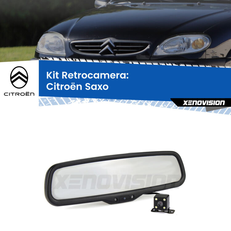 Kit Telecamera Parcheggio e Specchietto retrovisore con display invisibile per Citroën Saxo . Spento è identico all’originale. In retromarcia, l’immagine appare in un riquadro prima invisibile