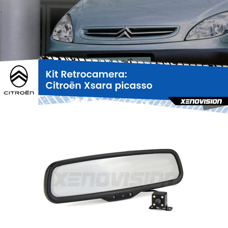 Kit Telecamera Parcheggio e Specchietto retrovisore con display invisibile per Citroën Xsara picasso . Spento è identico all’originale. In retromarcia, l’immagine appare in un riquadro prima invisibile