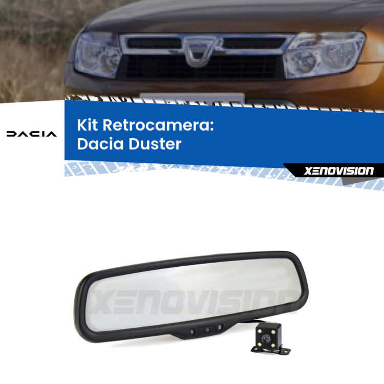 Kit Telecamera Parcheggio e Specchietto retrovisore con display invisibile per Dacia Duster . Spento è identico all’originale. In retromarcia, l’immagine appare in un riquadro prima invisibile