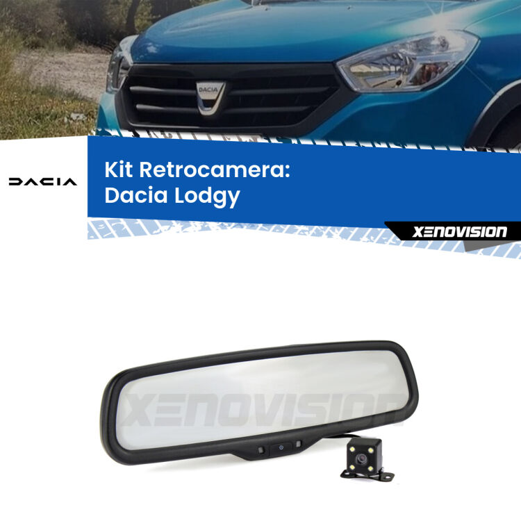 Kit Telecamera Parcheggio e Specchietto retrovisore con display invisibile per Dacia Lodgy . Spento è identico all’originale. In retromarcia, l’immagine appare in un riquadro prima invisibile