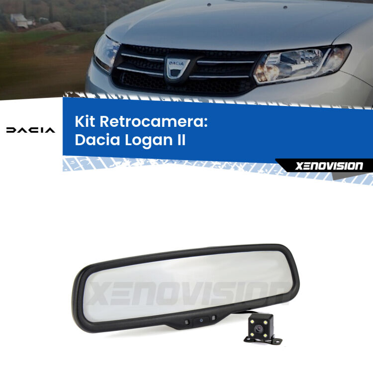 Kit Telecamera Parcheggio e Specchietto retrovisore con display invisibile per Dacia Logan II. Spento è identico all’originale. In retromarcia, l’immagine appare in un riquadro prima invisibile