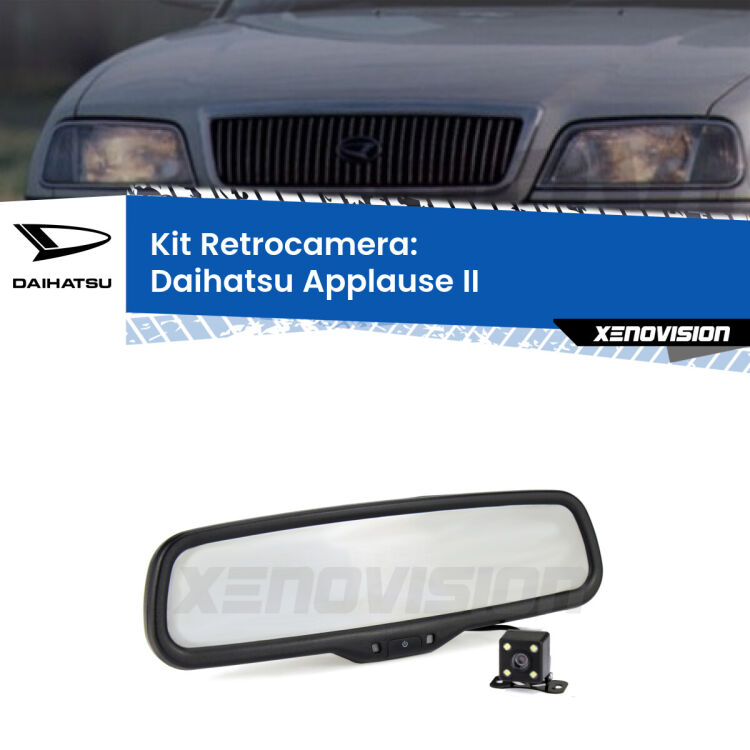 Kit Telecamera Parcheggio e Specchietto retrovisore con display invisibile per Daihatsu Applause II. Spento è identico all’originale. In retromarcia, l’immagine appare in un riquadro prima invisibile