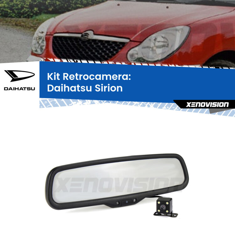 Kit Telecamera Parcheggio e Specchietto retrovisore con display invisibile per Daihatsu Sirion . Spento è identico all’originale. In retromarcia, l’immagine appare in un riquadro prima invisibile