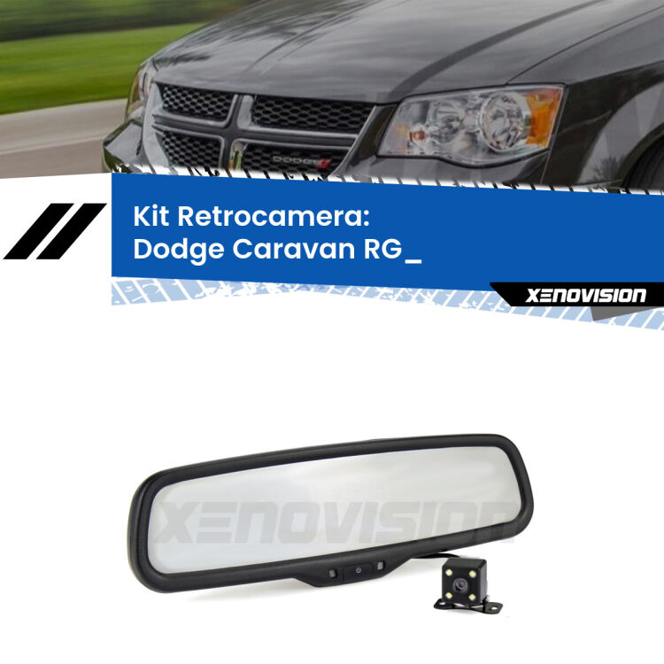 Kit Telecamera Parcheggio e Specchietto retrovisore con display invisibile per Dodge Caravan RG_. Spento è identico all’originale. In retromarcia, l’immagine appare in un riquadro prima invisibile