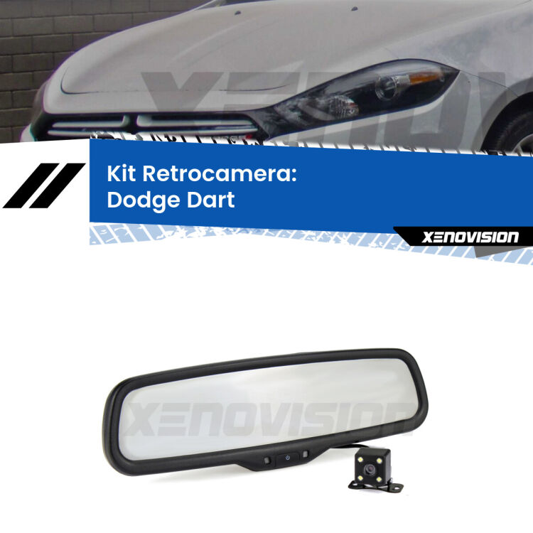 Kit Telecamera Parcheggio e Specchietto retrovisore con display invisibile per Dodge Dart . Spento è identico all’originale. In retromarcia, l’immagine appare in un riquadro prima invisibile