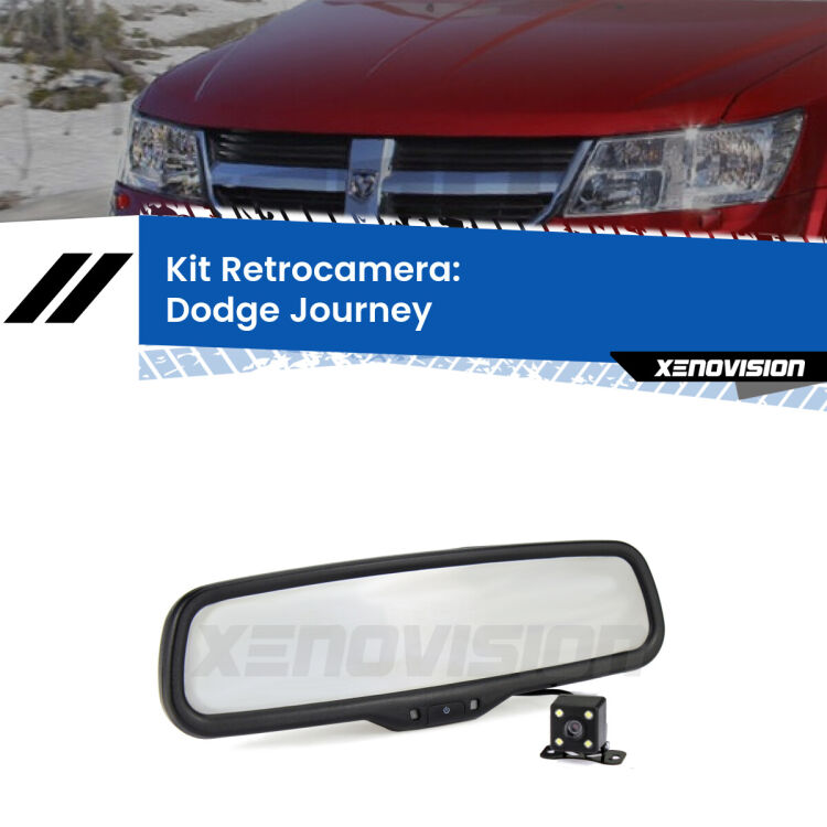 Kit Telecamera Parcheggio e Specchietto retrovisore con display invisibile per Dodge Journey . Spento è identico all’originale. In retromarcia, l’immagine appare in un riquadro prima invisibile