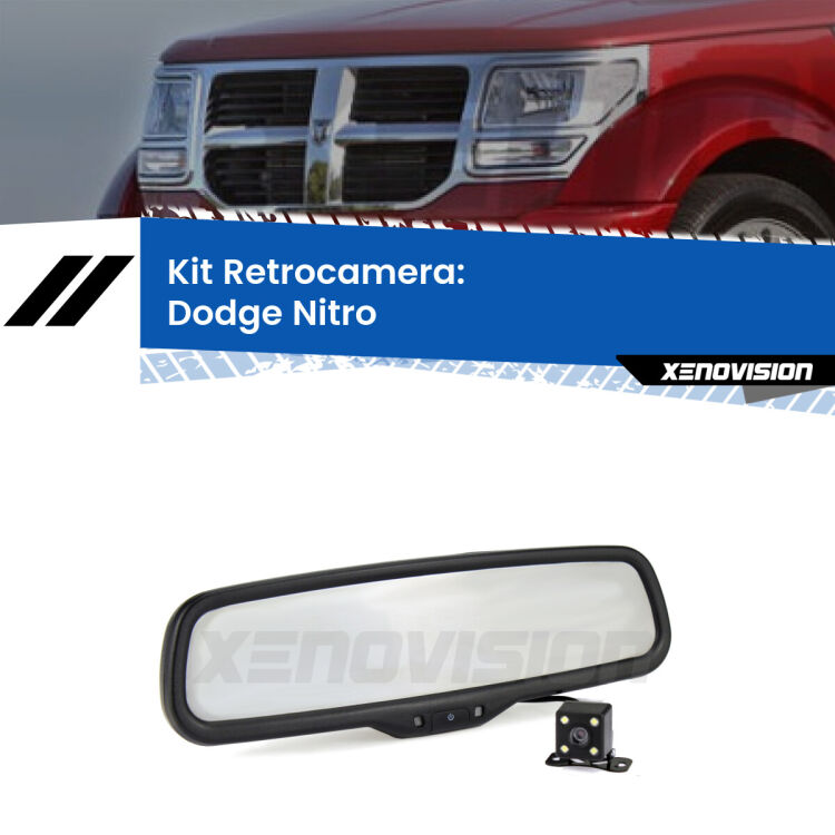 Kit Telecamera Parcheggio e Specchietto retrovisore con display invisibile per Dodge Nitro . Spento è identico all’originale. In retromarcia, l’immagine appare in un riquadro prima invisibile